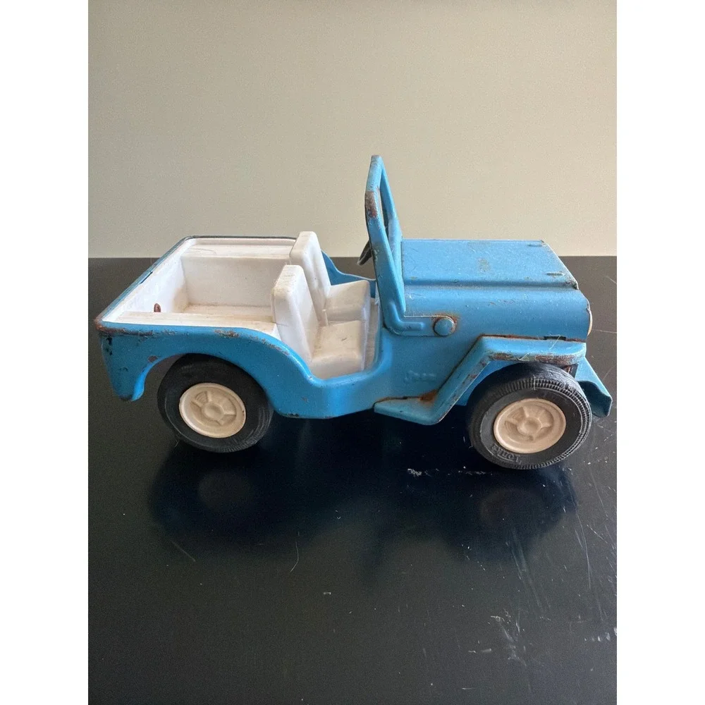 Tonka Jeep Pressed Steel Toy Truck Blue Vintage 1960s Patina
